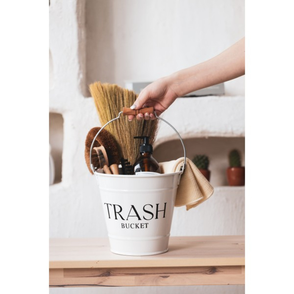 Dekorz Dükkan Galvaniz Temizlik - Çöp Kovası (Trash Bucket Baskılı) - Beyaz Çöp Kovaları Fiyatı
