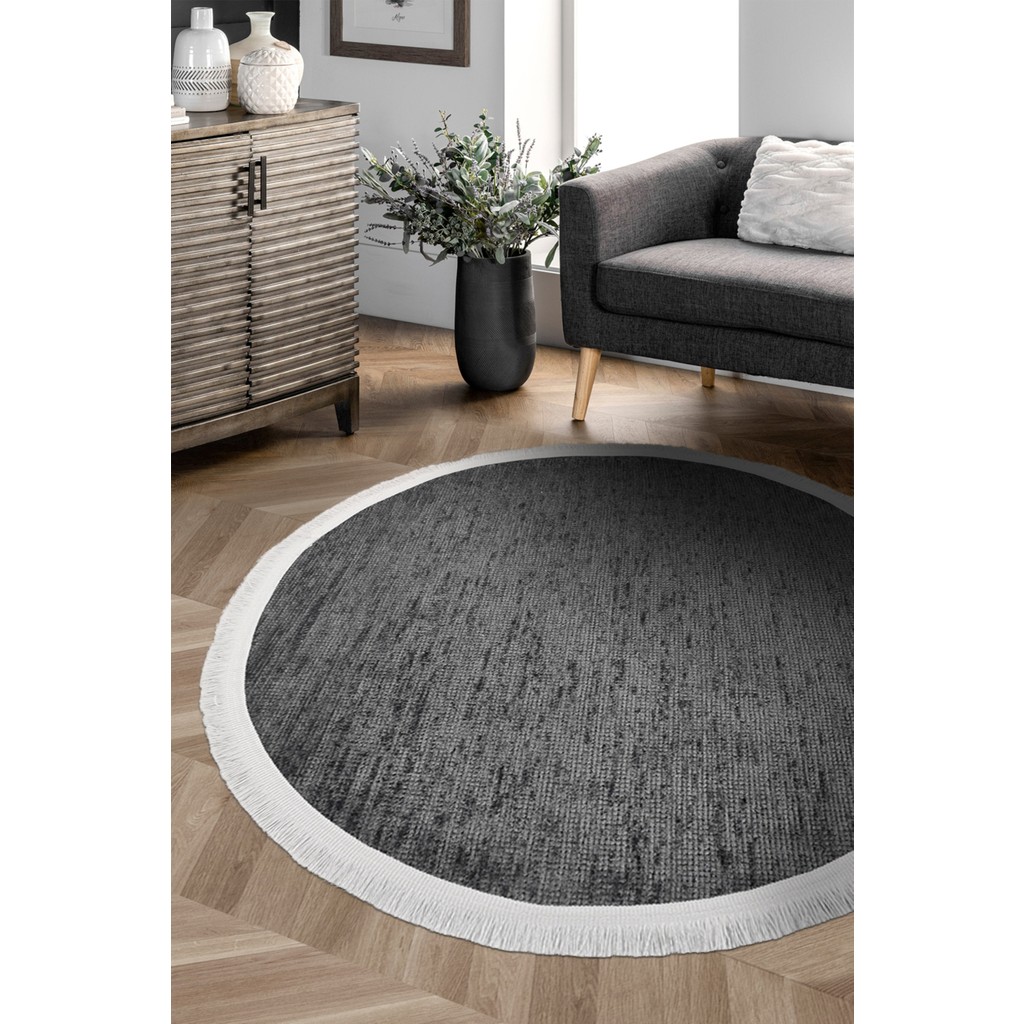 Dekozer Azra Antrasit Yuvarlak Mutfak Halısı | Yıkanabilir, Kaymaz Taban, Yumuşak Dokulu Antre Kilimi - 160 x 160 cm SSD / Solid State Drive Fiyatı