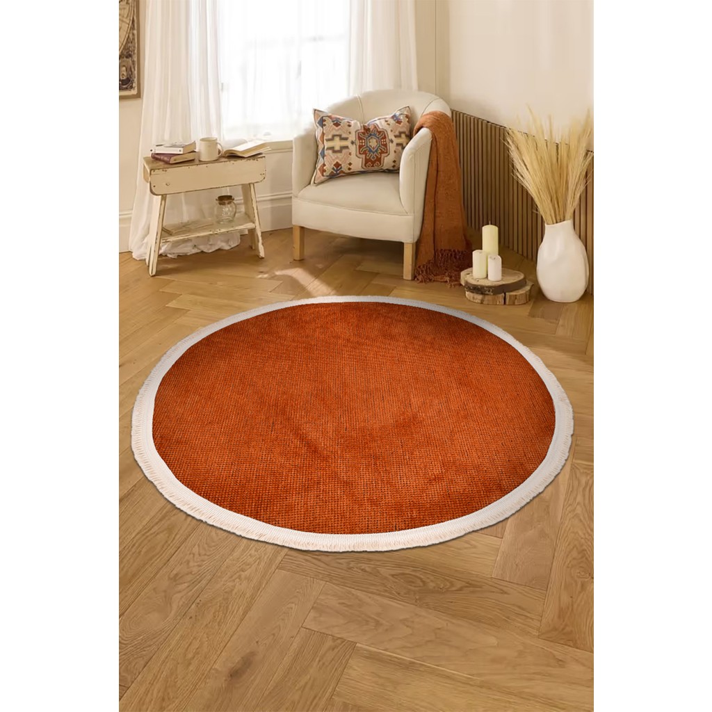 Dekozer Azra Kiremit Yuvarlak Mutfak Halısı | Yıkanabilir, Kaymaz Taban, Yumuşak Dokulu Antre Kilimi - 200 x 200 cm SSD / Solid State Drive Fiyatı