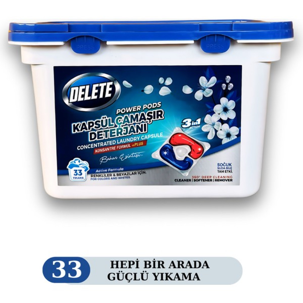 Delete Çamaşır Makinesi Deterjanı Hepsi Bir Arada Kapsülü 33 Yıkama Beyazlar ve Renkliler (3in1) Çamaşır Deterjanı Fiyatı