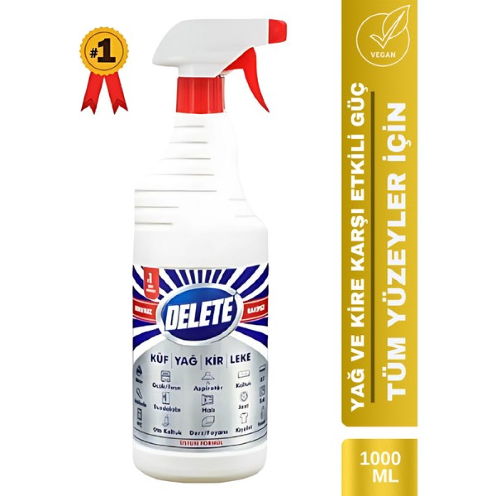 Delete Etkili Çok Amaçlı Ultra Güçlü Leke Çıkarıcı Temizlik Spreyi - Yağ, Kir Ve Leke Çözücü 1000ml Temizlik Malzemeleri Fiyatı