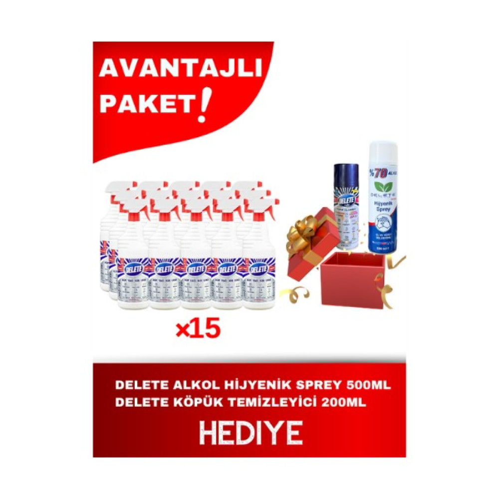 Delete Etkili Çok Amaçlı Ultra Güçlü Leke Çıkarıcı Temizlik Spreyi - Yağ, Kir Ve Leke Çözücü 15 X 1000ml (15'li Paket) Oto Boyaları Fiyatı