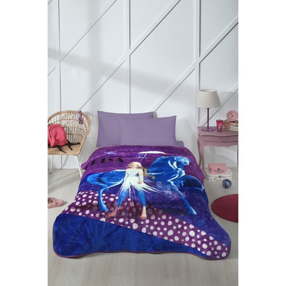Deliay Frozen Snow Queen Disney Lisanslı Battaniye - Mor - 155 x 215 cm Battaniye Fiyatı
