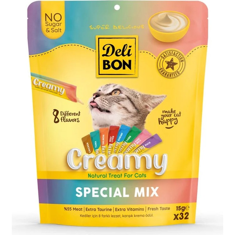 Delibon Creamy Karışık Ödül Maması Çeşit 15GR (32 Adet) Diğer Fiyatı