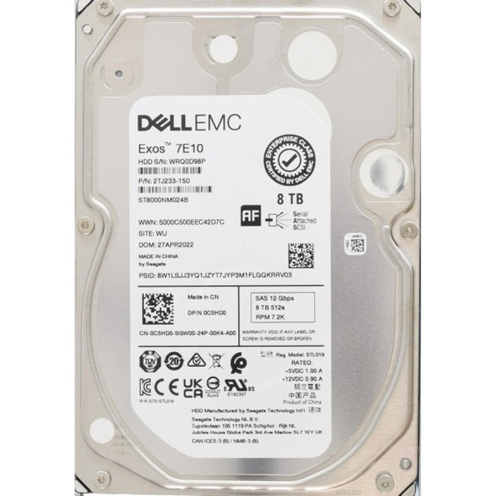 Dell 3.5" 8tb Exos 7E10 ST8000NM023B 7200 Rpm 256MB Sata-3 Enterprıse Güvenlik ve Nas Diski Sabit Diskler Fiyatı