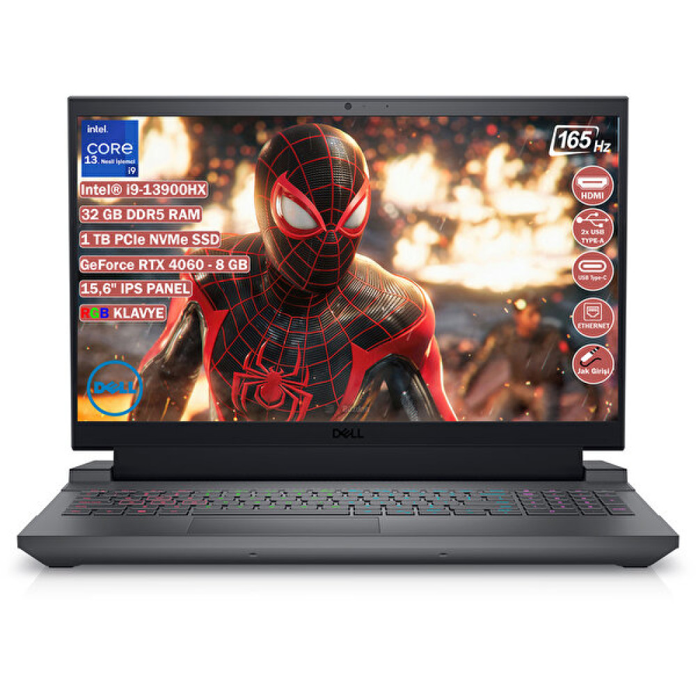 Dell G15 G55302401017U Intel Core i9 13900Hx 15.6" 32 GB RAM 1 TB 8 GB RTX 4060 FHD FreeDOS Notebook Dizüstü Bilgisayar Fiyatı
