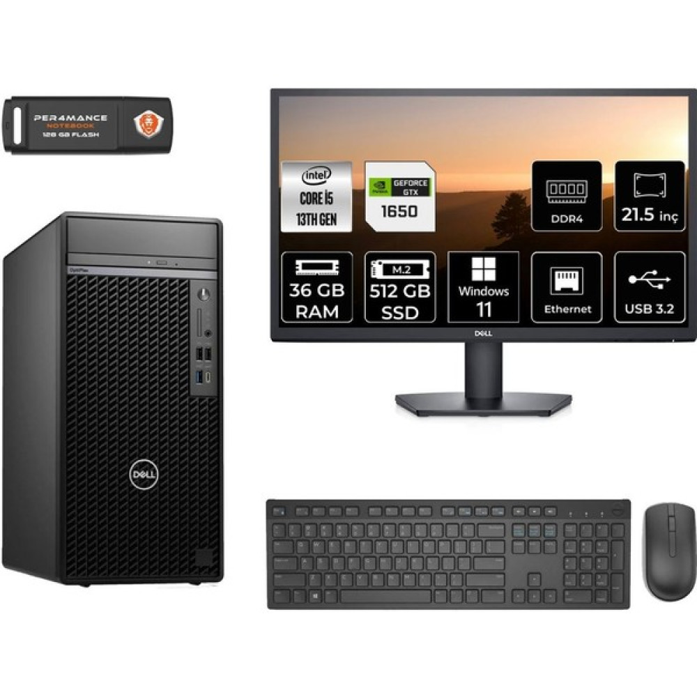 Dell Optiplex 7010MT Intel Core I5 13500 36GB 512GB SSD GTX1650/4GB 21.5" Fhd Monitör W11H N010O7010MTU Masaüstü Bilgisayar & Per4 USB Bellek N010O7010MTUMNT4382 Oto Boyaları Fiyatı