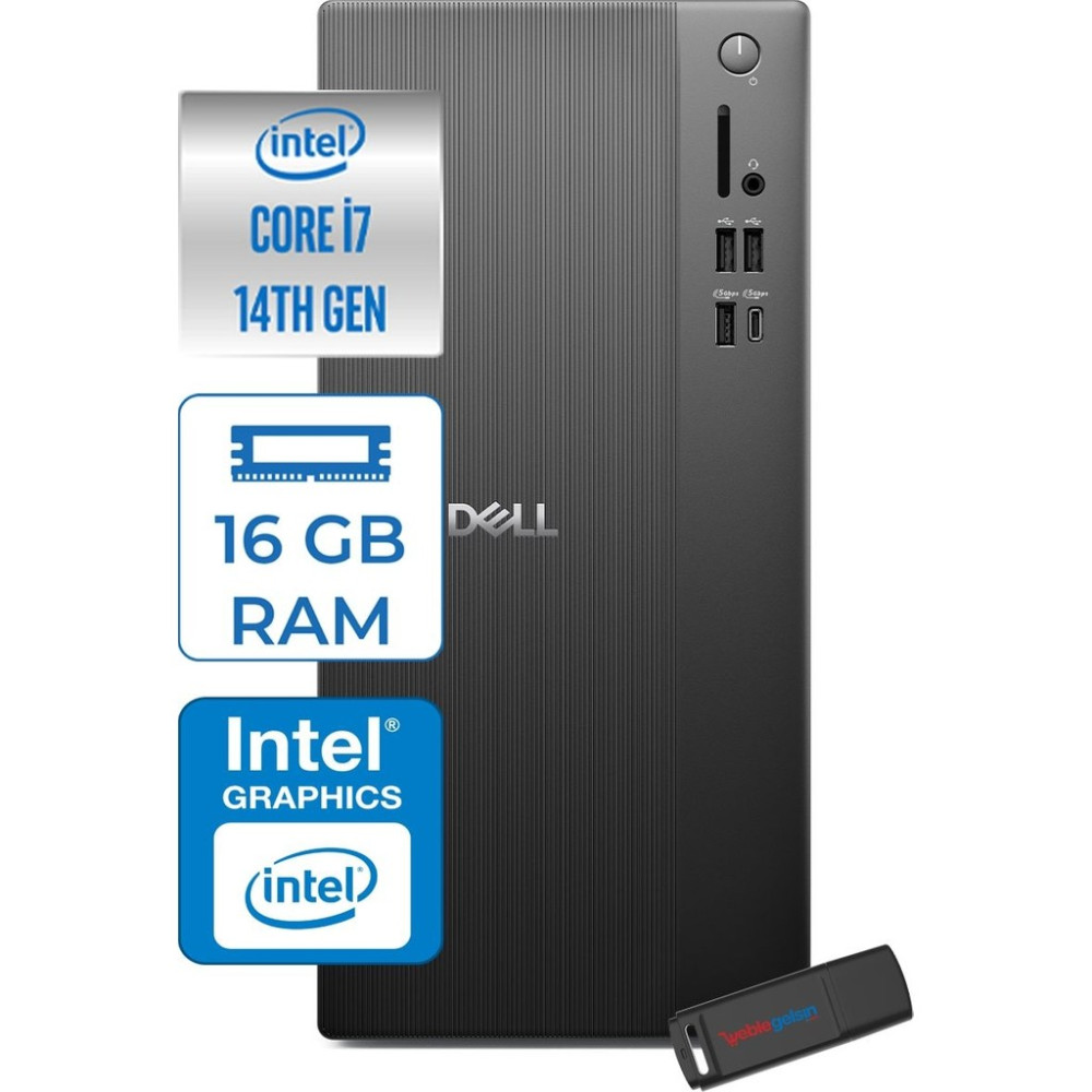Dell Tower ECT1250 Intel® Core™ İ7-14700 16GB Ddr5 512GB SSD Intel® UHD Graphics 770 Freedos Mini Tower Masaüstü Bilgisayar RPLSR007F02+ZETTAUSBBELLEK Masaüstü Bilgisayar Fiyatı
