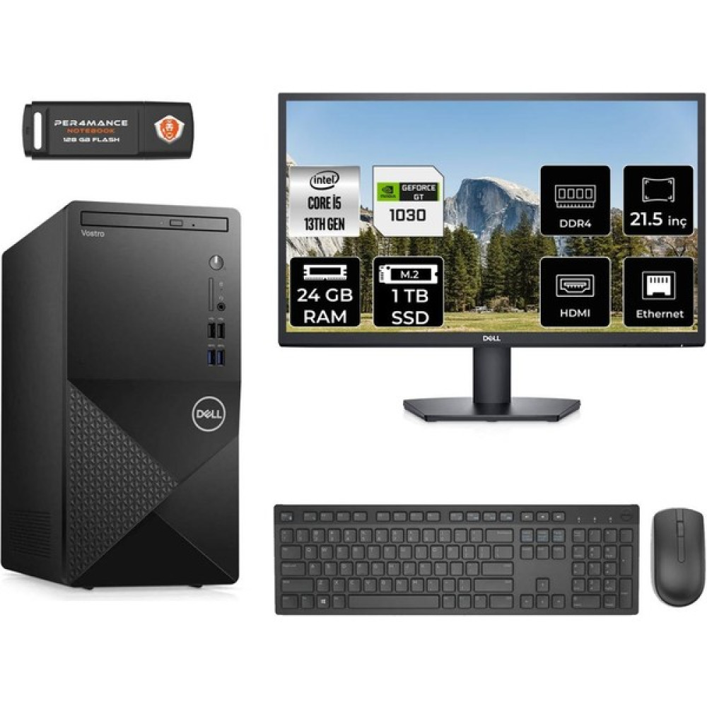 Dell Vostro 3020 Intel Core I5 13400 24GB 1tb SSD GT1030/4GB 21.5" Fhd Monitör Fdos N2046VDT3020MTU Masaüstü Bilgisayar & Per4 USB Bellek N2046VDT3020MTUMNT3323 Oto Boyaları Fiyatı