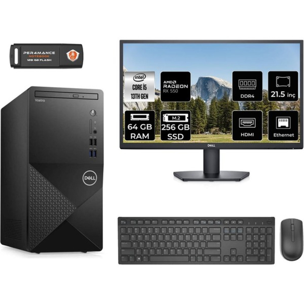 Dell Vostro 3020 Intel Core I5 13400 64GB 256GB SSD RX550/4GB 21.5" Fhd Monitör Fdos N2050VDT3020MTU Masaüstü Bilgisayar & Per4 USB Bellek N2050VDT3020MTUMNT1346 Oto Boyaları Fiyatı