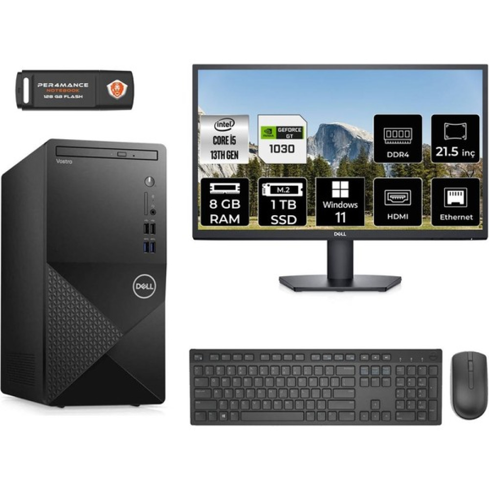 Dell Vostro 3020 Intel Core I5 13400 8gb 1tb SSD GT1030/4GB 21.5" Fhd Monitör W11P N2046VDT3020MTU Masaüstü Bilgisayar & Per4 USB Bellek N2046VDT3020MTUMNT3403 Oto Boyaları Fiyatı
