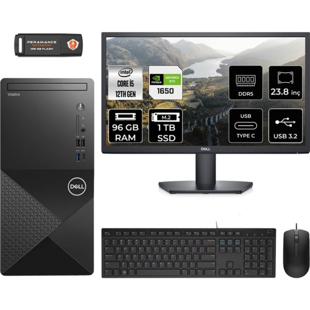 Dell Vostro 3030 Intel Core I5 12400 96GB 1tb SSD GTX1650/4GB 23.8" Fhd Monitör Fdos Masaüstü Bilgisayar & Per4 USB Bellek N6004VDT3030MTUMNT2338 Oto Boyaları Fiyatı