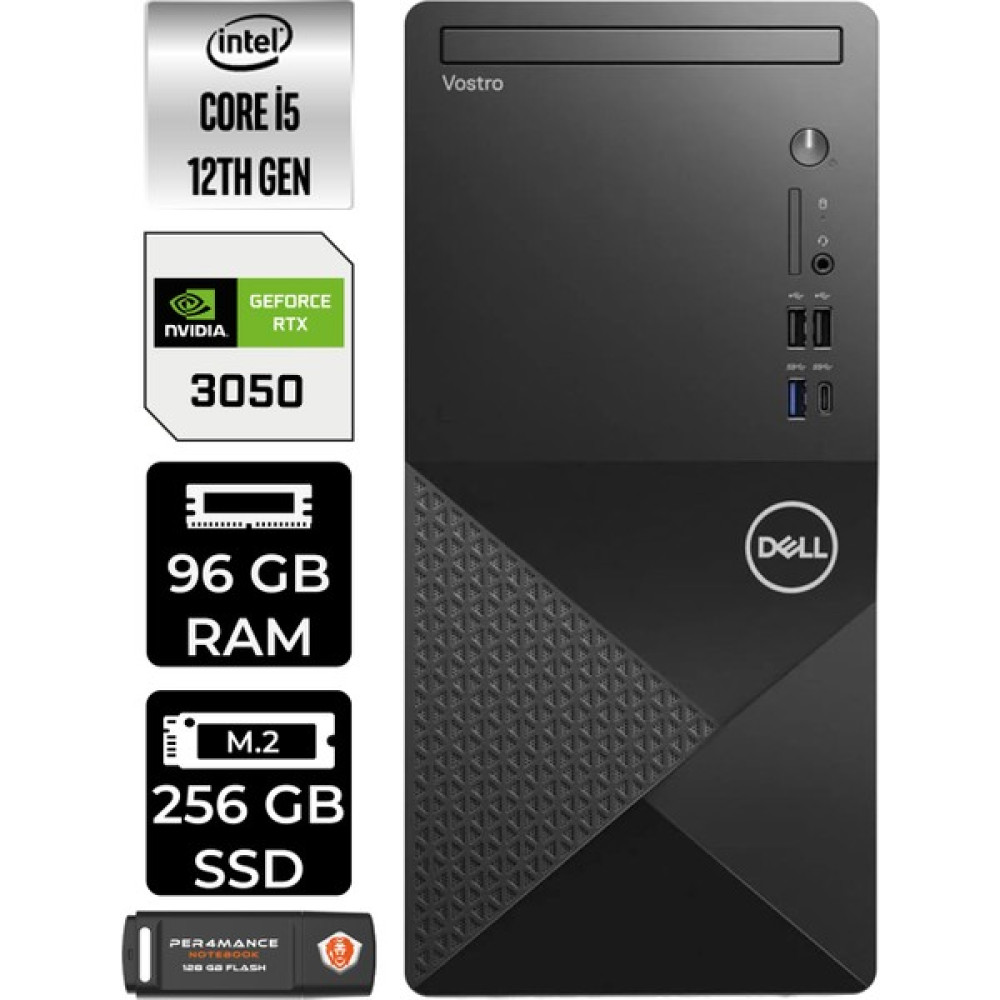 Dell Vostro 3030 Intel Core I5 12400 96GB 256GB SSD RTX3050/6GB W11P Masaüstü Bilgisayar & Per4 USB Bellek N6004VDT3030MTUP416 Oto Boyaları Fiyatı