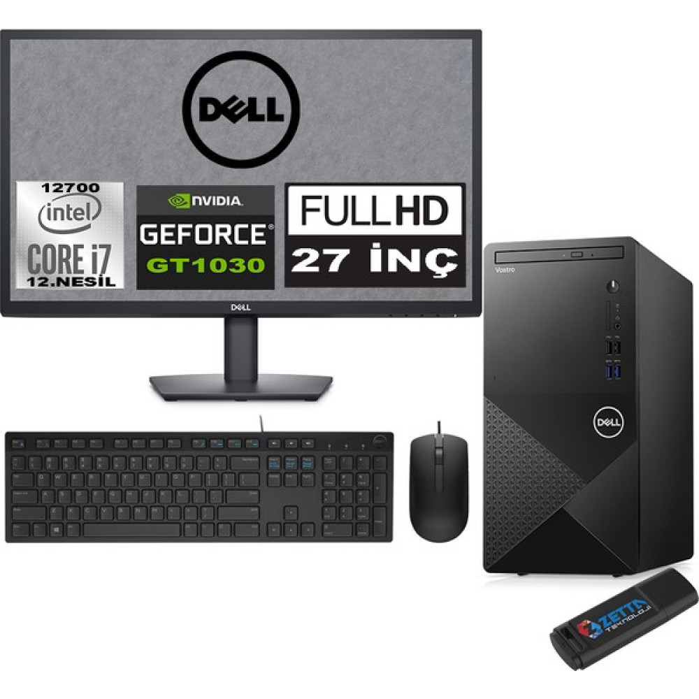 Dell Vostro 3910 mt Intel Core I7 12700 48GB 512GB SSD 27" Fhd Windows 11 Pro Nvidia GT1030-4GB Masaüstü Bilgisayar 27N3910GT1030P22 + Zetta USB Bellek Oto Boyaları Fiyatı