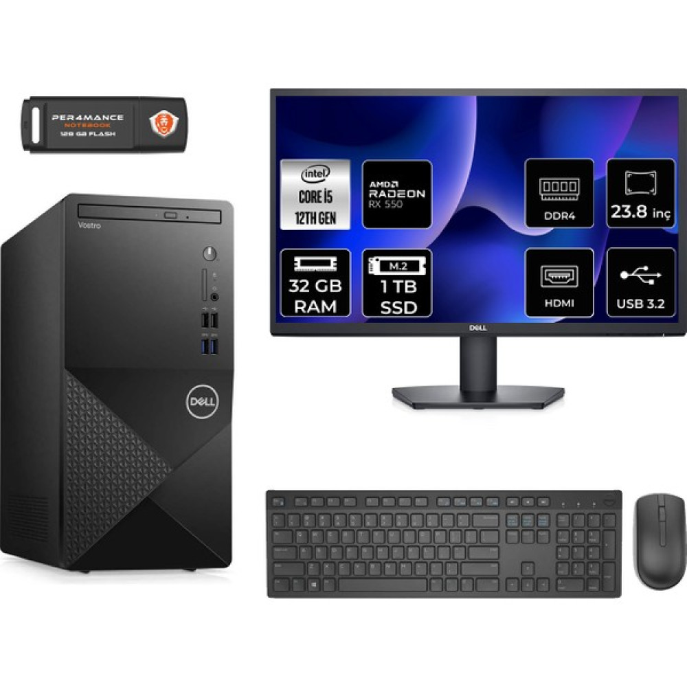 Dell Vostro 3910MT Intel Core I5 12400 32GB 1tb SSD RX550/4GB 23.8" Fhd Monitör Fdos N7519VDT3910 & Masaüstü Bilgisayar & Per4 USB Bellek N7519VDT3910MNT1328 Oto Boyaları Fiyatı