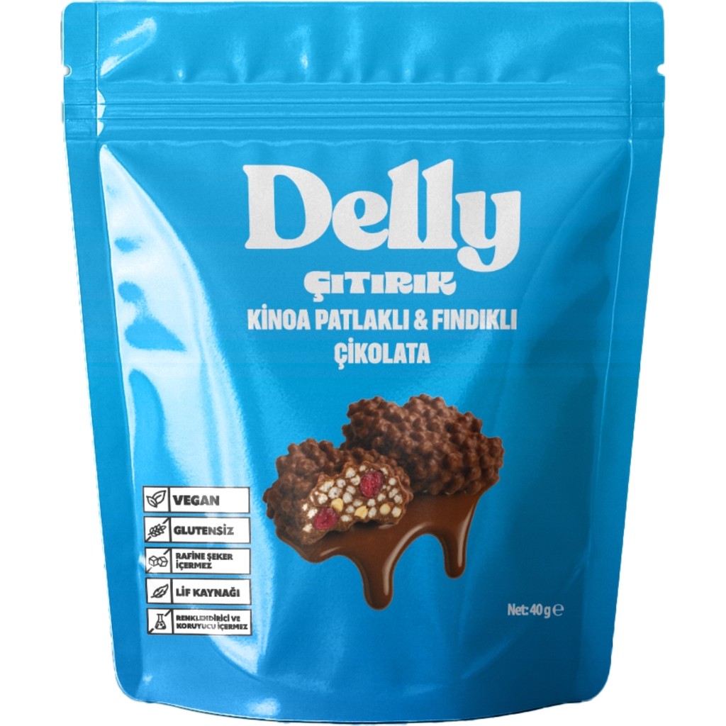 Delly 8 Adet Delly Çıtırık Kinoa Patlaklı & Fındıklı Çikolata - 40 gr Diğer Fiyatı