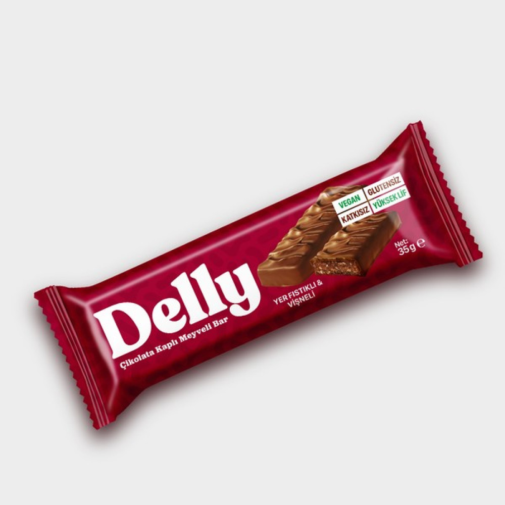 Delly Çikolata Kaplı - Yer Fıstıklı & Vişneli Meyveli Bar 35g X 12 Adet Diğer Fiyatı