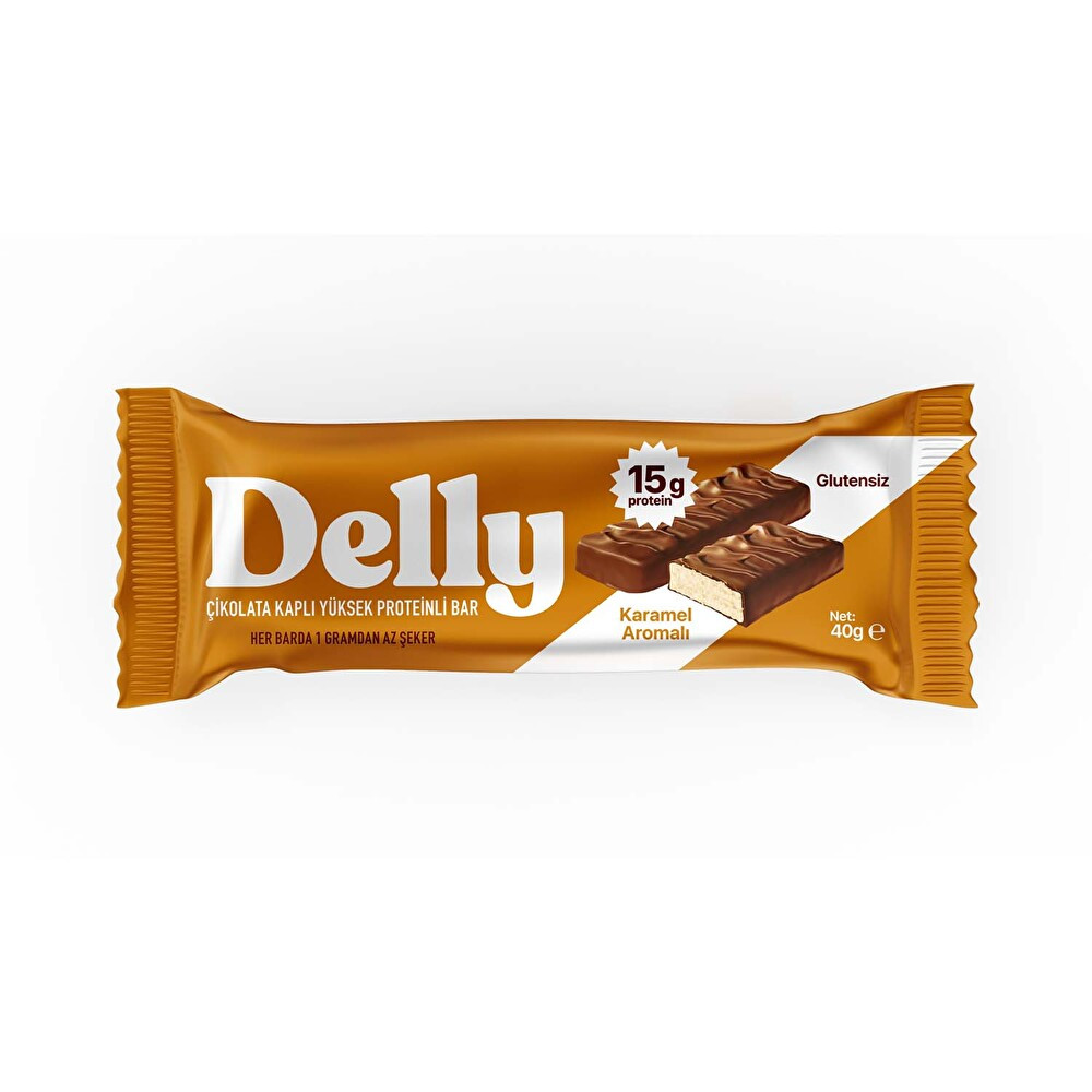 Delly Çikolata Kaplı Yüksek Protein Bar Karamel 35 g Diğer Fiyatı