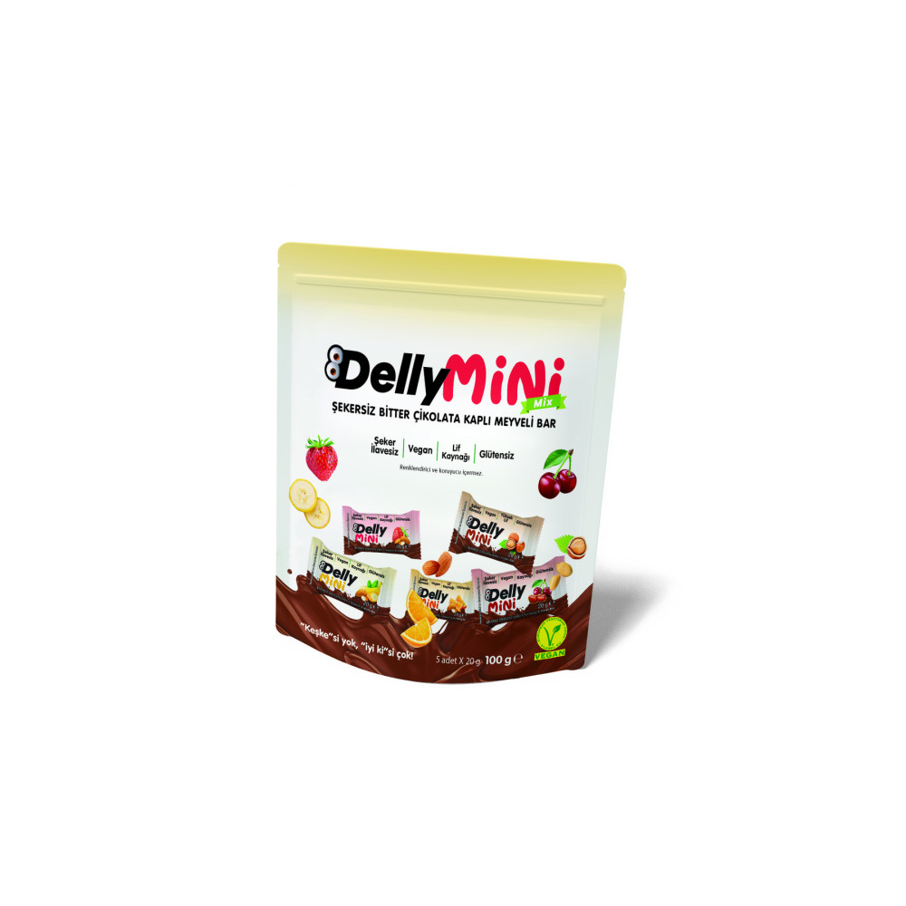 Delly Şekersiz Çikolata Kaplı Bar - Mini Mix [ 5 X 5 X 20g ] - 500 G Atıştırmalık Fiyatı