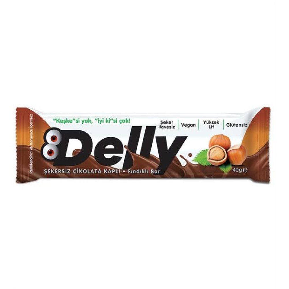 Delly Şekersiz Çikolata Kaplı Fındıklı Bar 40 gr Granola ve Bar Fiyatı