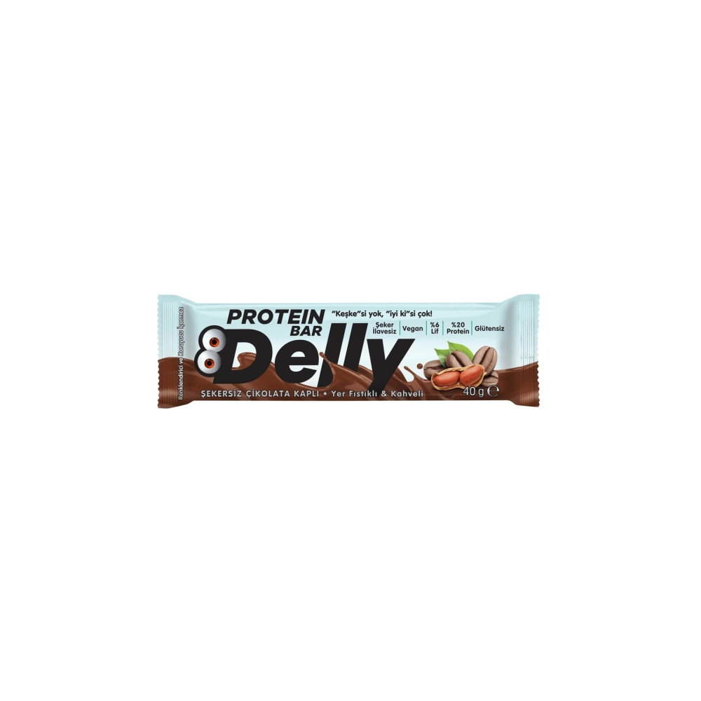 Delly Şekersiz Çikolata Kaplı - Yer Fıstıklı & Kahveli Protein Bar 12 X 40 G Atıştırmalık Fiyatı