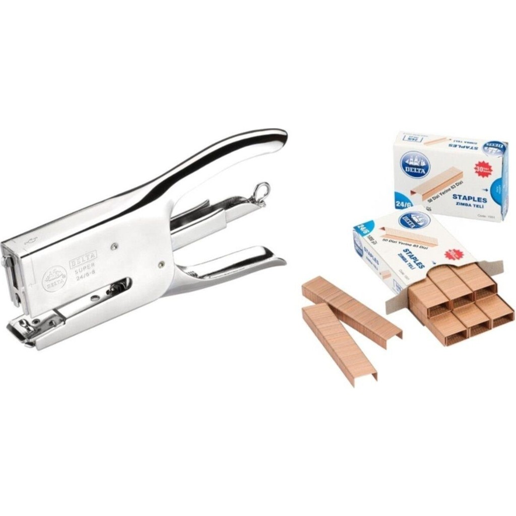 Delta 105 Zımba Makinası Büyük Boy Pens Tipi 24/6 Tel Hediyeli Zımba Makinesi Fiyatı