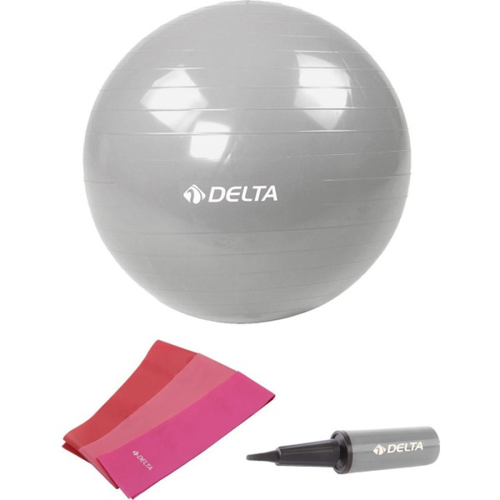Delta 55 cm Pilates Topu 3'lü Pilates Bandı Egzersiz Direnç Lastiği Pilates Topu Pompası 5'li Set - Gri Oto Boyaları Fiyatı