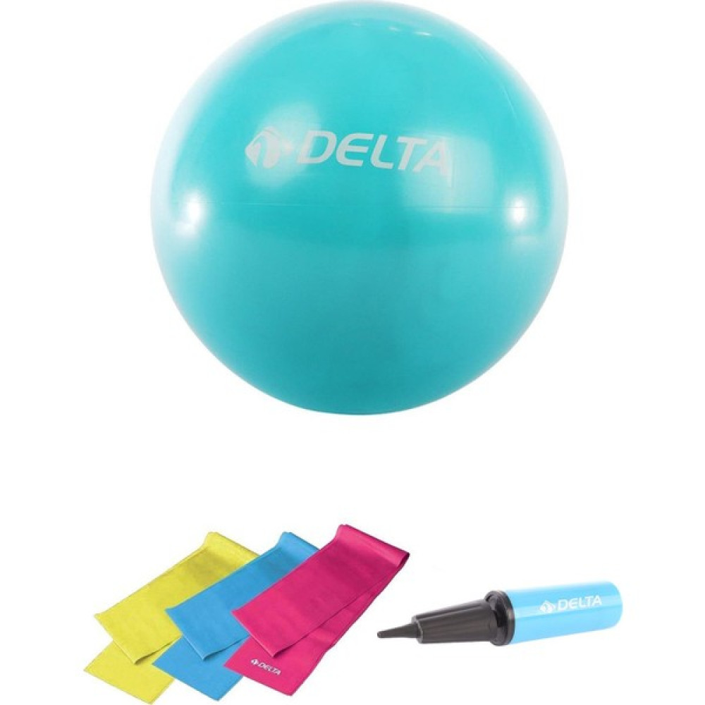 Delta 55 cm Pilates Topu 3'lü Pilates Bandı Egzersiz Direnç Lastiği Pilates Topu Pompası 5'li Set - Mavi Oto Boyaları Fiyatı