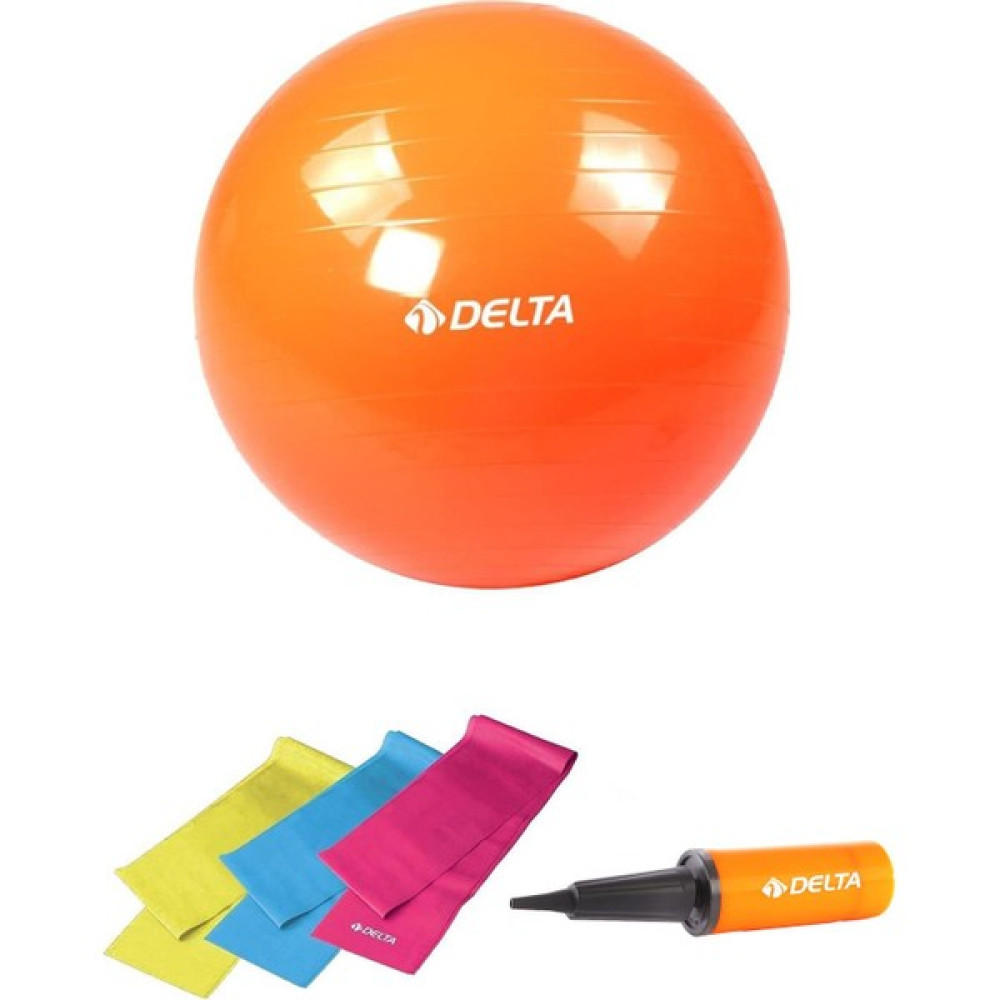 Delta 55 cm Pilates Topu 3'lü Pilates Bandı Egzersiz Direnç Lastiği Pilates Topu Pompası 5'li Set - Turuncu Oto Boyaları Fiyatı