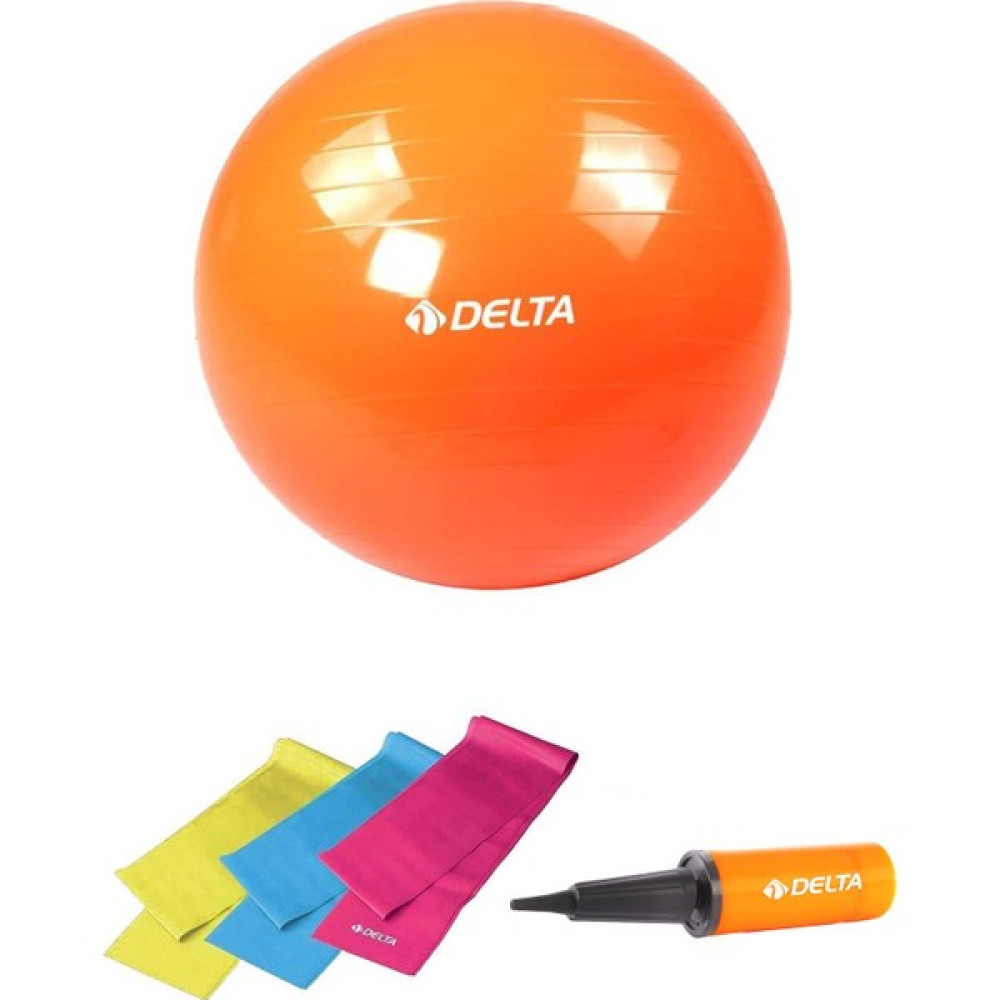 Delta 75 cm Pilates Topu 3'lü Pilates Bandı Egzersiz Direnç Lastiği Pilates Topu Pompası 5'li Set - Turuncu Oto Boyaları Fiyatı