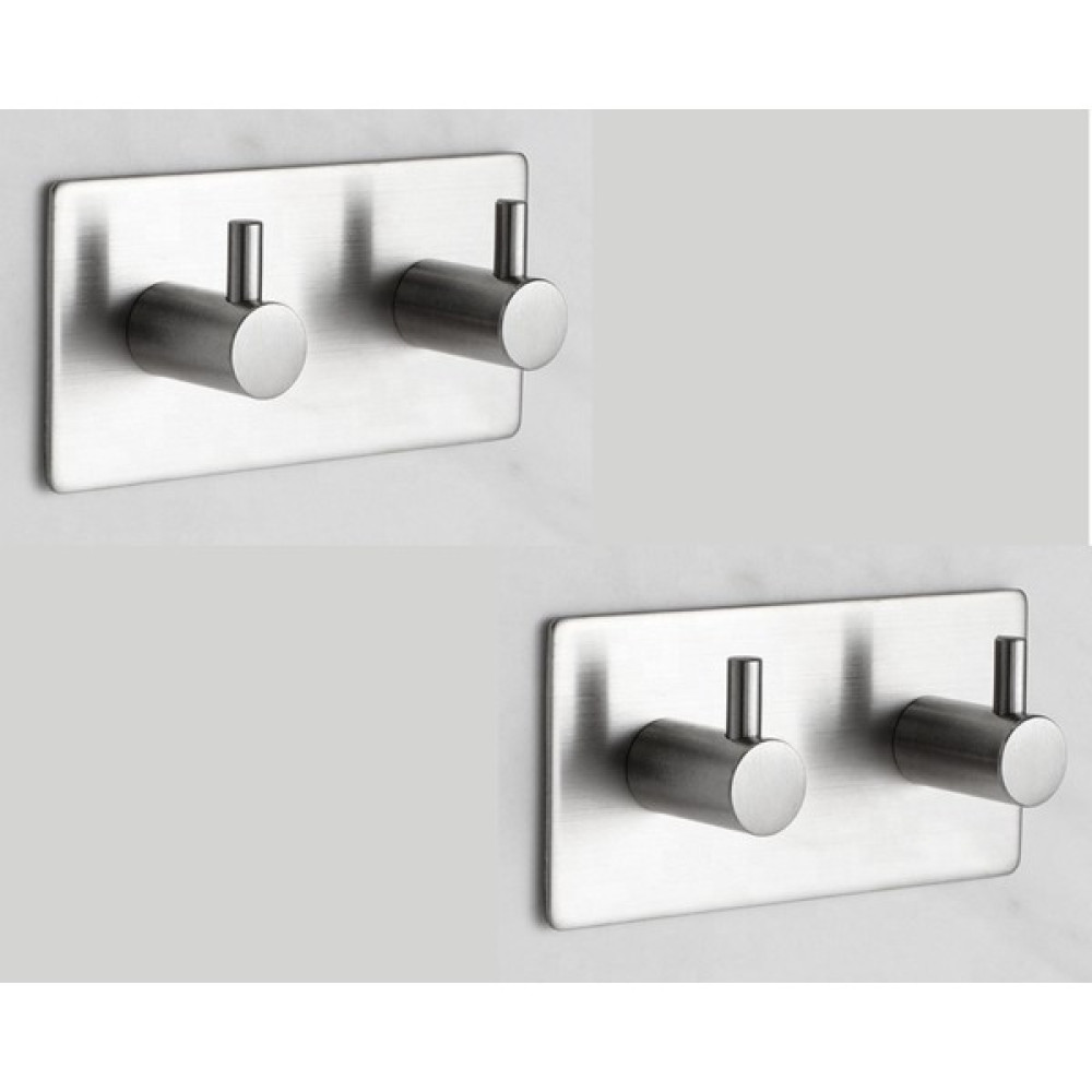 Delta Home Deltahome Paslanmaz Çelik 2 Adet 2 Topuzlu Havluluk - Bornoz Askılık Xl - Yapışkanlı Sistem Banyo Askılık Fiyatı