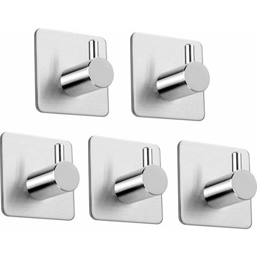 Delta Home Deltahome Paslanmaz Çelik 5 Adet Tek Topuzlu Askılık Set -- Inox -- Yapışkanlı Sistem - Gri Banyo Askılık Fiyatı