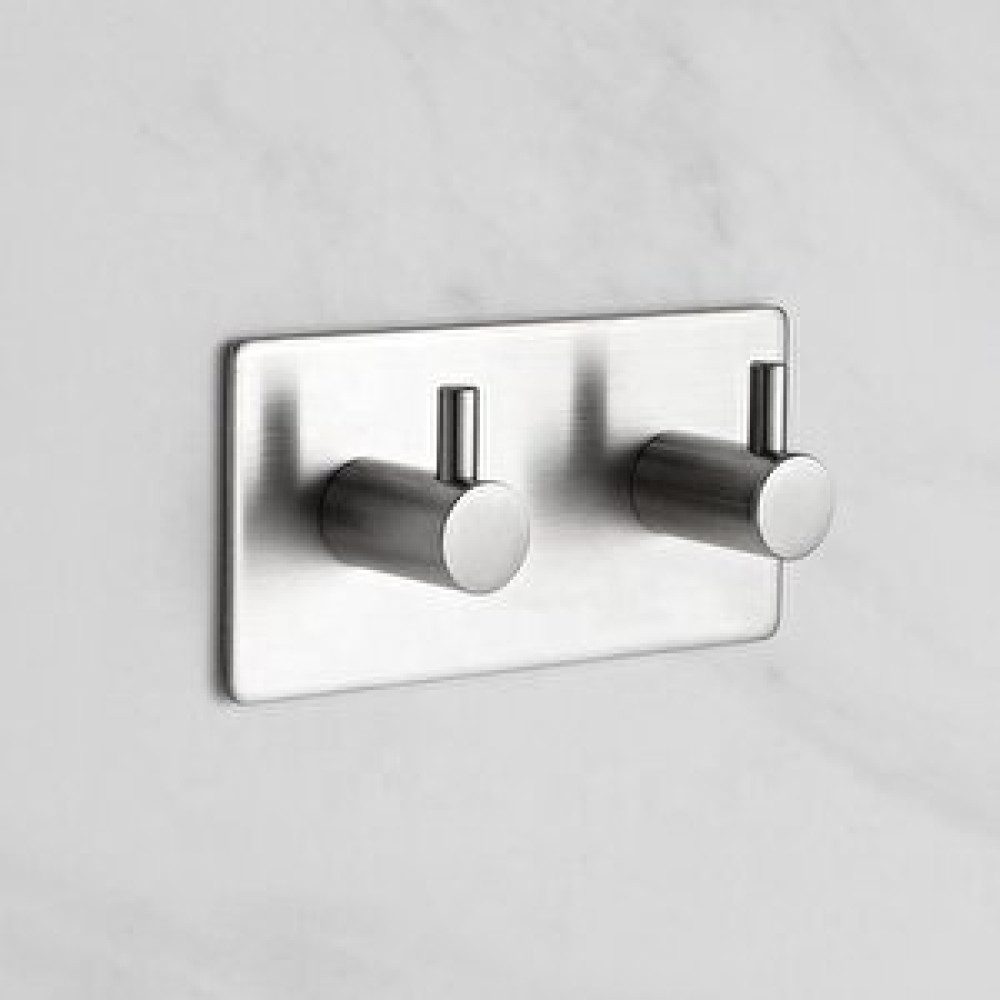 DELTAHOME Paslanmaz Çelik 2 Topuzlu Bornozluk Havlu Askısı - Yapışkanlı Bant İle Anında Kolay Montaj - Vida Yok Delmek Yok! Banyo Askılık Fiyatı