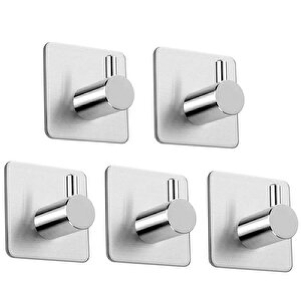 DELTAHOME Paslanmaz Çelik 5 Adet Tek Topuzlu Havlu Askısı Set - Yapışkanlı Bant İle Anında Kolay Montaj - Vida Yok Delmek Yok! Banyo Askılık Fiyatı