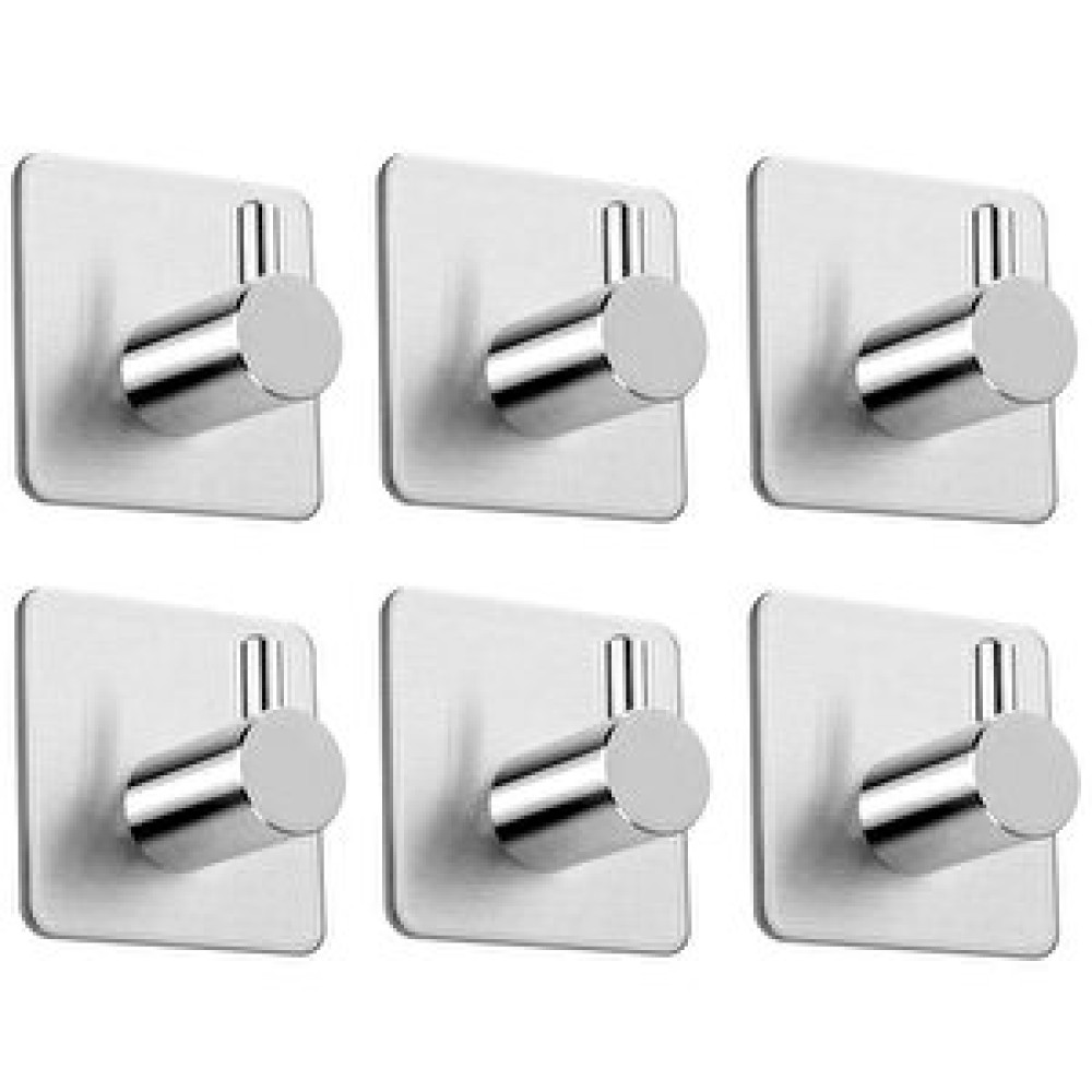 DELTAHOME Paslanmaz Çelik 6 Adet Tek Topuzlu Askılık Set - Yapışkanlı Bant İle Anında Kolay Montaj - Vida Yok Delmek Yok! Banyo Askılık Fiyatı
