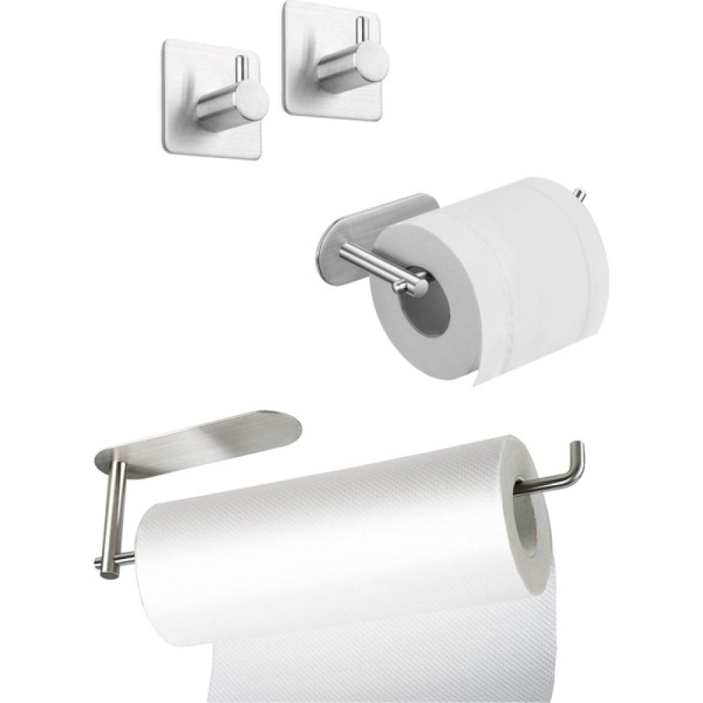 DELTAHOME Paslanmaz Çelik Yapışkanlı Kağıt Havluluk 2 Adet Banyo Askısı ve Tuvalet Kağıtlığı Set INOX Havluluk Fiyatı