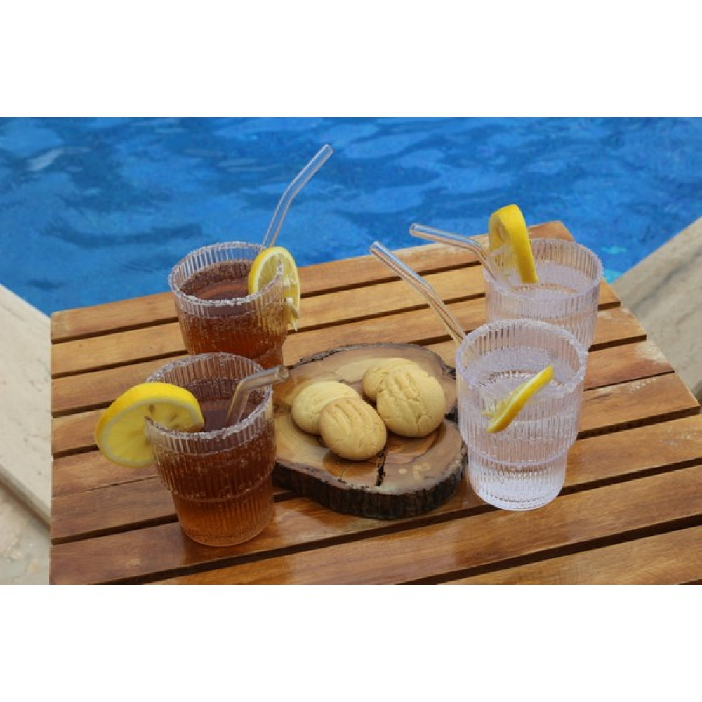 Dem Home 2 Adet Mika Kapaklı Pipetli Origami Stil Soğuk Kahve Bardağı Sunum Bardağı Meşrubat Bardağı 400 ml - Şeffaf Fincan / Bardak / Kahve Takımı Fiyatı