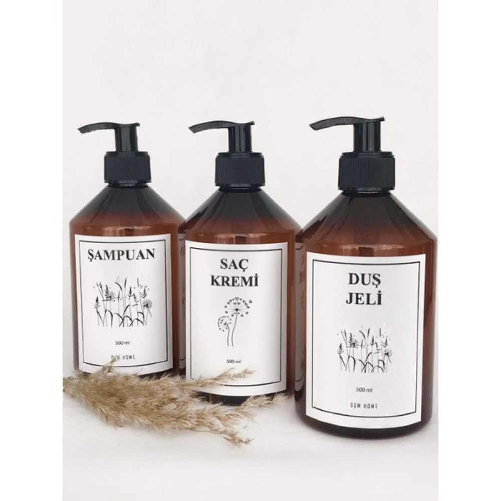 Dem Home Amber Cam Görünümlü Plastik Sabunluk Banyo Aksesuar Seti Şampuan-Duşjeli-Saçkremi Şişesi 3lü - Kahverengi Banyo Aksesuarları Fiyatı
