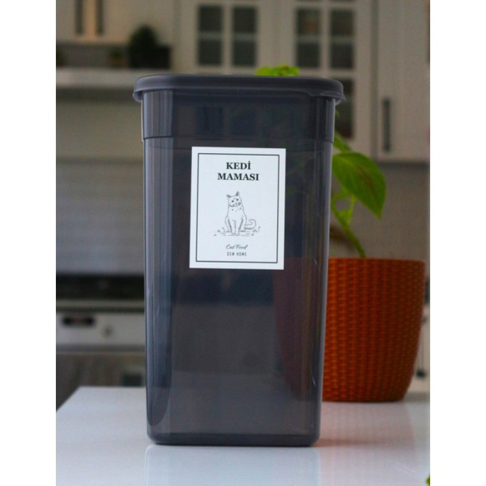 Dem Home Kedi Maması Saklama Kabı 3,2 Lt. Antrasit Renk Plastik Düzenleyici Evcil Hayvan Ürünleri Fiyatı