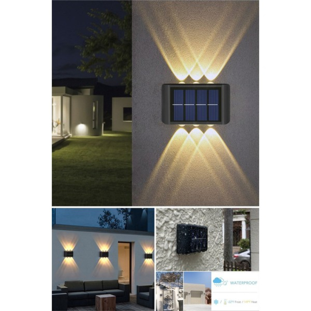 Demdem Modern 6ledli Solar Duvar Lamba Dekorasyon Aydınlatma Aplik Güneş Enerji Gün Işığı 2 Li Set - RGB Aplikler Fiyatı