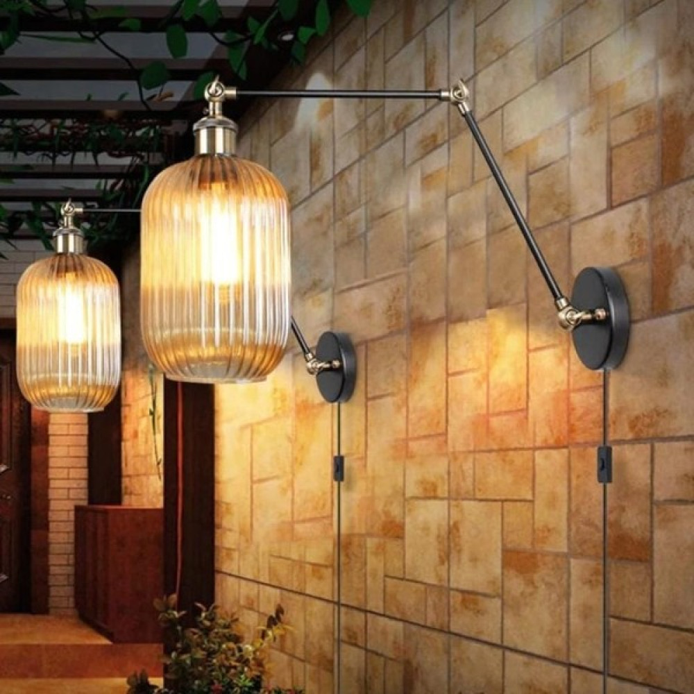 Demet Habek My Lights Mylights Tek Fiyatıdır Retro Üç Mafsalı Bal Camlı Rustik Vintage Kablolu Aplik Aplikler Fiyatı