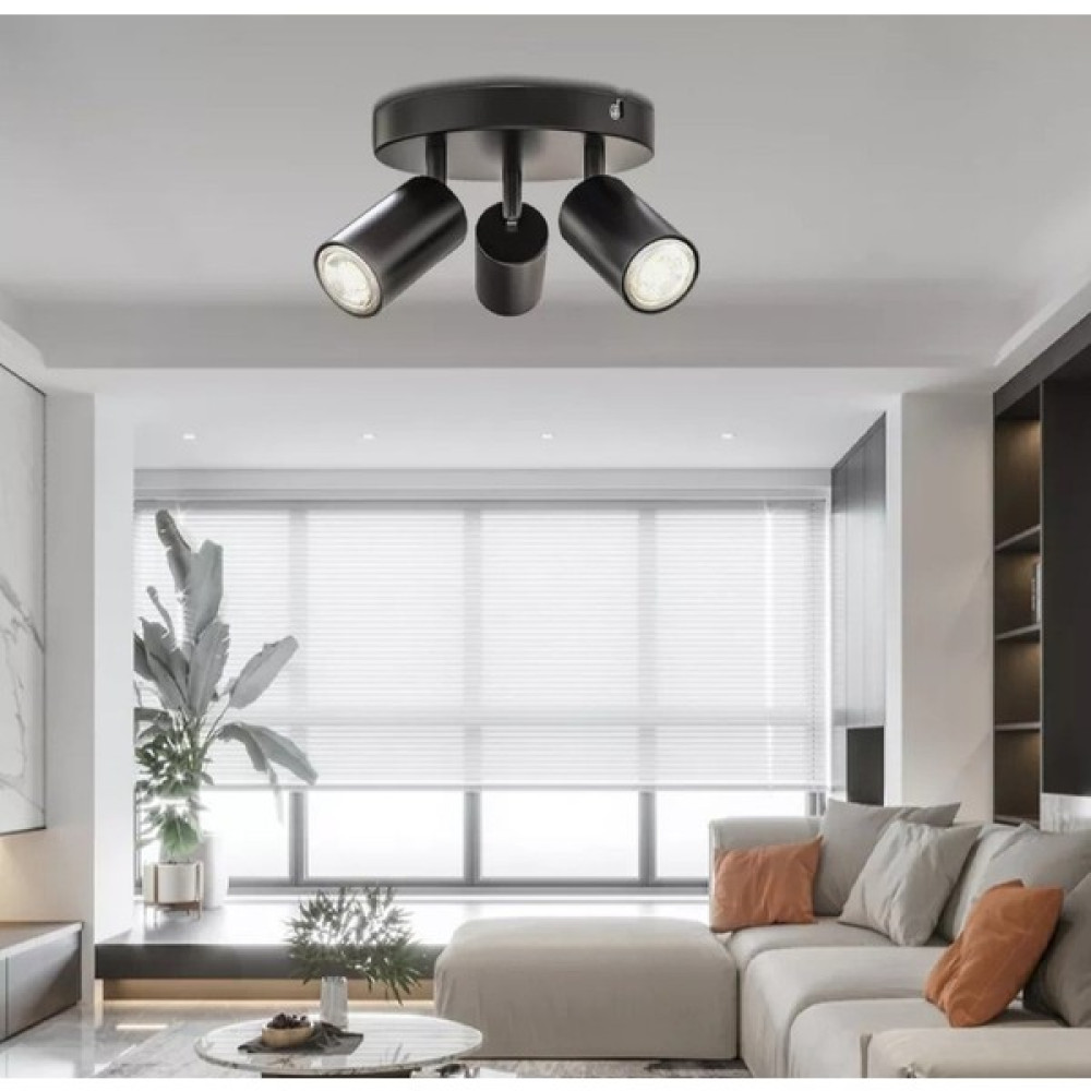 Demet Habek My Lights Mylights Üçlü Metal LED Avize Plofonyer LED Spot Günışığı LED Ampullü Tek Fiyatıdır - Siyah Avize Fiyatı