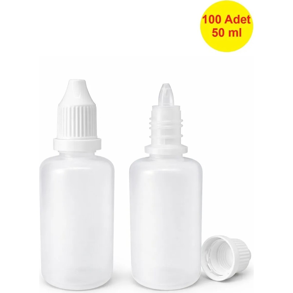 Demet Home 100 Adet 50 ml Boş Plastik Likit Kolonya Parfüm Sıvı Aseton ecza Şişesi 50 cc kırılır kapak şişe - 50 ml - 100 adet - Şeffaf Parfümler Fiyatı