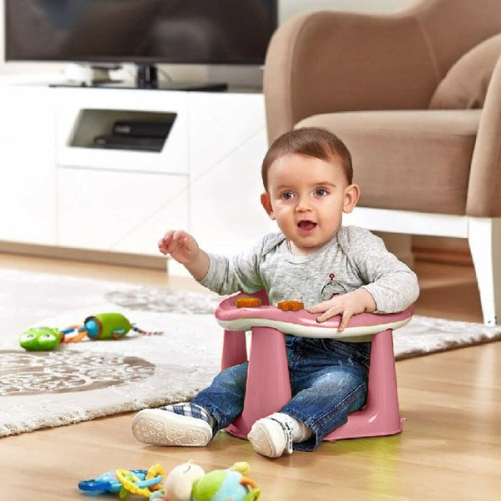 Demet Plastik Vantuzlu Bebek Banyo Mama Oturağı Pembe - Turuncu Mama Sandalyesi Fiyatı