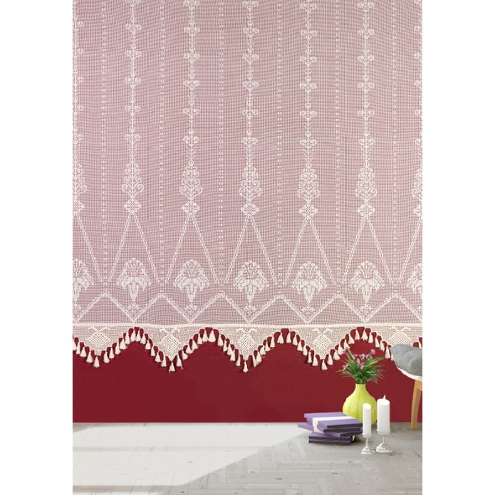 Demirhan Perde Çiçek Desenli Buldan Işi Makrome Tül - 70 x 150 cm - Krem Fon Perde Fiyatı