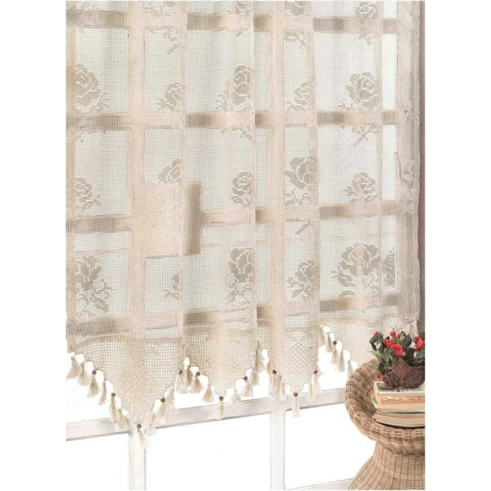 Demirhan Perde Gül Desenli Buldan Işi Otantik Tül - Bej - 70 x 120 cm Tül Perde Fiyatı