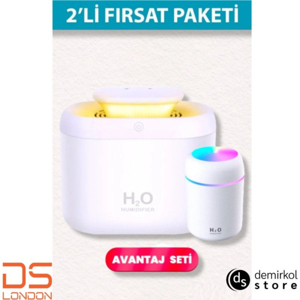 Demirkol Store H2O Humidifier 3300 ml Çift Püskürtmeli ve 300 ml Hava Nemlendirici - 2'li Hava Nemlendirme Paketi Diğer Fiyatı