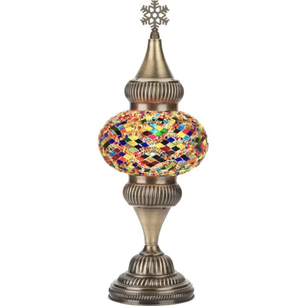 Demmex El Yapımı Otantik Mozaik Renkli Cam Masaüstü Abajur Lamba, Masa Komodin Gece Lambası, Xl 45cm Xlmasa45 - Beyaz - 1'li Avize Fiyatı