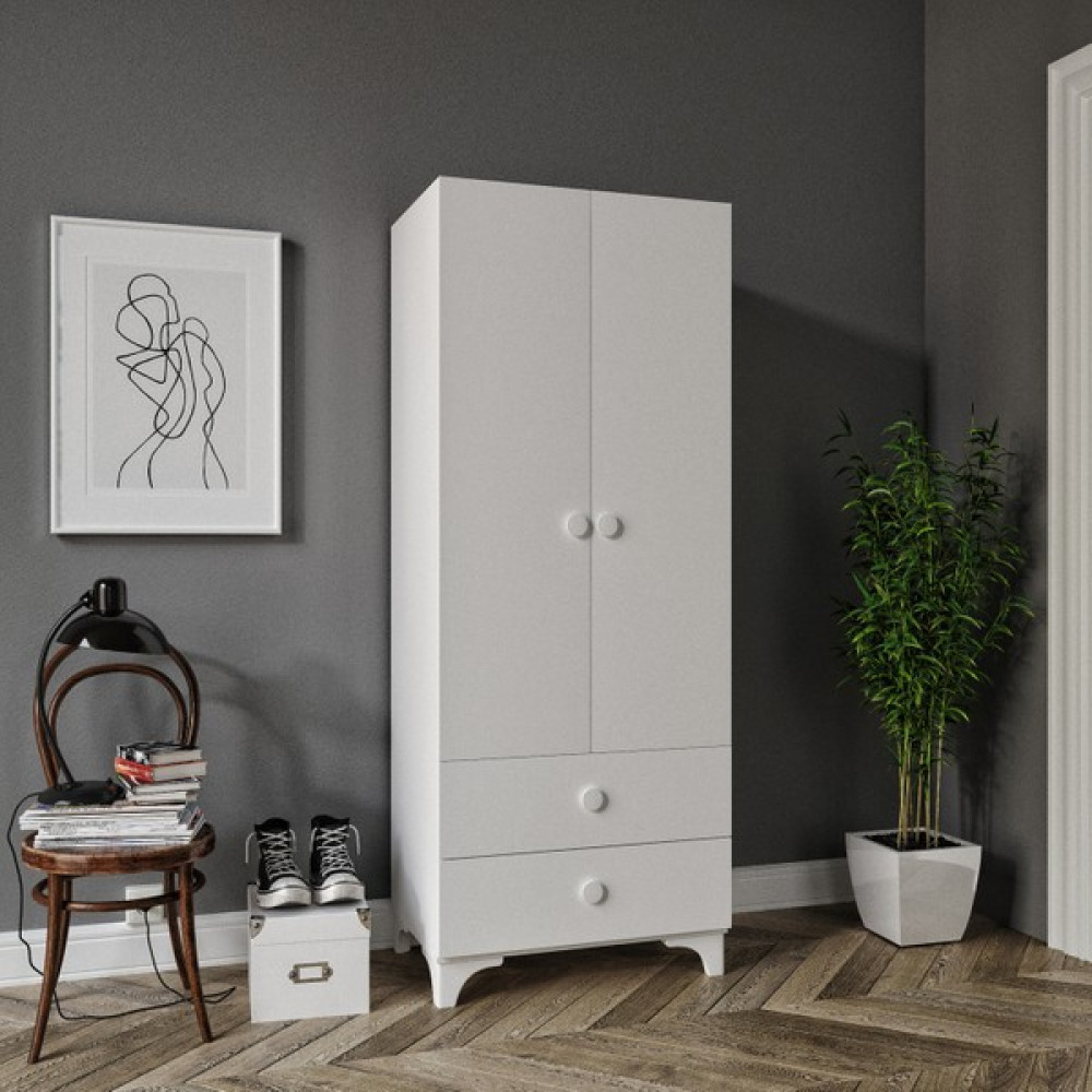 DeMobilya Beta 2 Kapaklı Mdf Dolap (2 Çekmeceli) Gardrop & Dolap Fiyatı