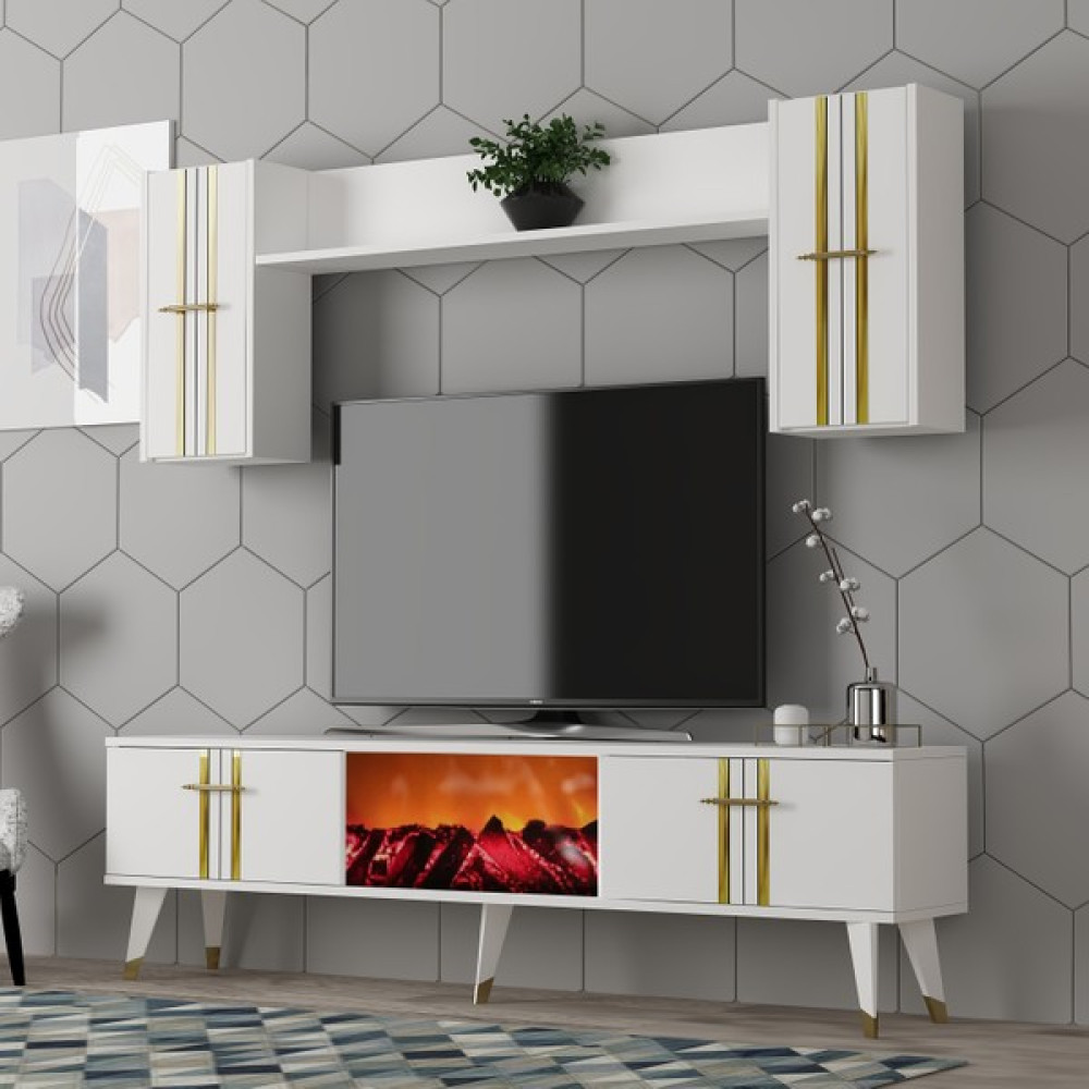 Demonte Decor Assel Şömineli Tv Ünitesi Takımı Tv Ünitesi / Sehpası Fiyatı